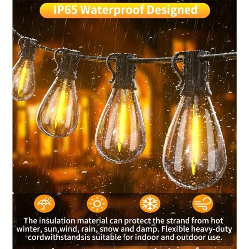 200FT Outdoor String Lights, Ultra Long LED Patio Lights with Shatterproof Bulbs